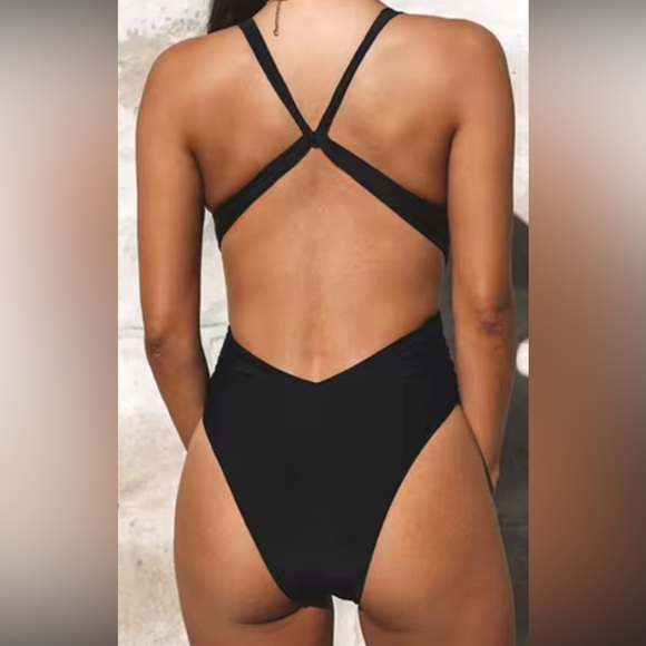 Cupshe Elegant Black Wrap One-Piece Swimsuit - Picture 2 of 6